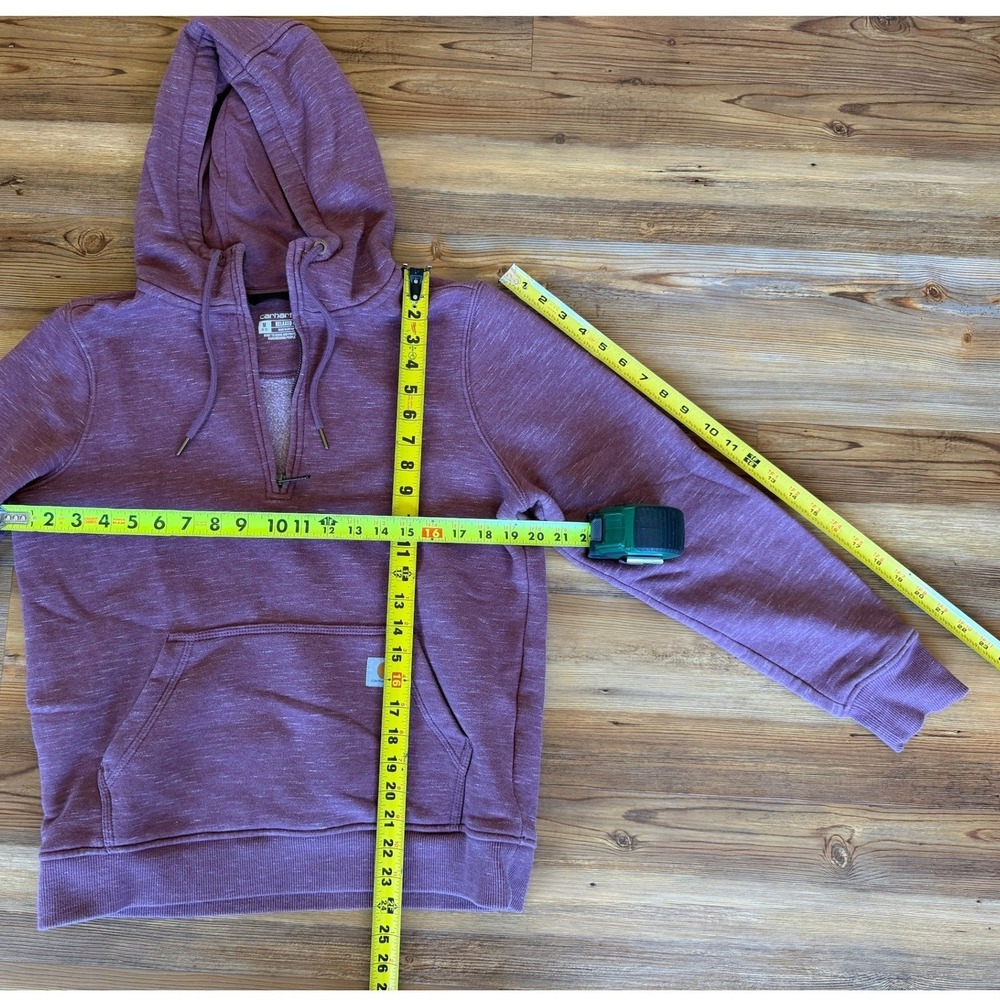 Carhartt‎ Womens Purple Space Dye Quarter Zip Relaxed Fit Hoodie Sweatshirt M - Picture 3 of 5